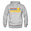 Chicago, Illinois Hoodie - Retro Sunrise Chicago Crewneck Hooded Sweatshirt - heather gray
