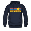 Chicago, Illinois Hoodie - Retro Sunrise Chicago Crewneck Hooded Sweatshirt - navy