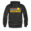 Chicago, Illinois Hoodie - Retro Sunrise Chicago Crewneck Hooded Sweatshirt - charcoal gray