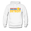 Detroit, Michigan Hoodie - Retro Sunrise Detroit Crewneck Hooded Sweatshirt - white