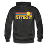 Detroit, Michigan Hoodie - Retro Sunrise Detroit Crewneck Hooded Sweatshirt - charcoal gray