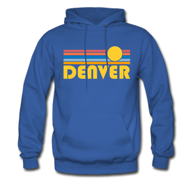 Denver, Colorado Hoodie - Retro Sunrise Denver Crewneck Hooded Sweatshirt - royal blue