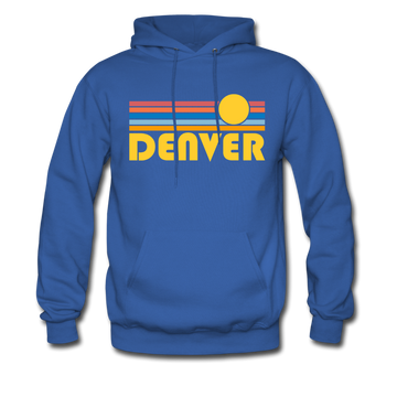 Denver, Colorado Hoodie - Retro Sunrise Denver Crewneck Hooded Sweatshirt - royal blue