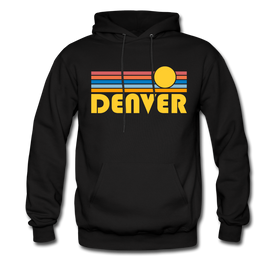 Denver, Colorado Hoodie - Retro Sunrise Denver Crewneck Hooded Sweatshirt - black
