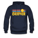 Denver, Colorado Hoodie - Retro Sunrise Denver Crewneck Hooded Sweatshirt - navy
