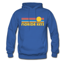 Florida Keys, Florida Hoodie - Retro Sunrise Florida Keys Crewneck Hooded Sweatshirt - royal blue