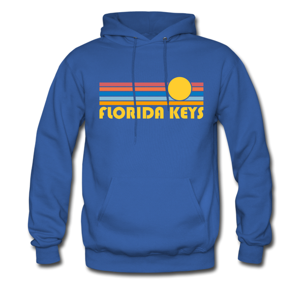 Florida Keys, Florida Hoodie - Retro Sunrise Florida Keys Crewneck Hooded Sweatshirt - royal blue