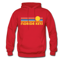 Florida Keys, Florida Hoodie - Retro Sunrise Florida Keys Crewneck Hooded Sweatshirt - red