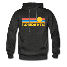 Florida Keys, Florida Hoodie - Retro Sunrise Florida Keys Crewneck Hooded Sweatshirt - charcoal gray