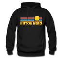 Hilton Head, South Carolina Hoodie - Retro Sunrise Hilton Head Crewneck Hooded Sweatshirt - black