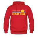 Hilton Head, South Carolina Hoodie - Retro Sunrise Hilton Head Crewneck Hooded Sweatshirt - red