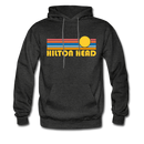 Hilton Head, South Carolina Hoodie - Retro Sunrise Hilton Head Crewneck Hooded Sweatshirt - charcoal gray