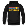 Georgia Hoodie - Retro Sunrise Georgia Crewneck Hooded Sweatshirt - black
