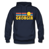 Georgia Hoodie - Retro Sunrise Georgia Crewneck Hooded Sweatshirt - navy