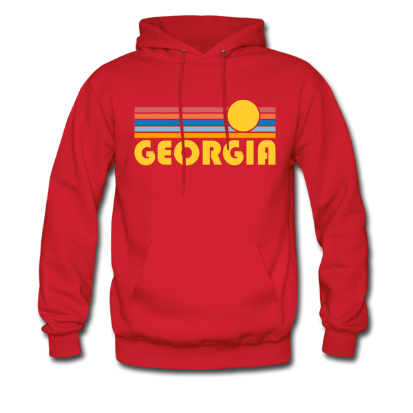 Georgia Hoodie - Retro Sunrise Georgia Crewneck Hooded Sweatshirt - red