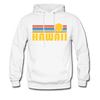 Hawaii Hoodie - Retro Sunrise Hawaii Crewneck Hooded Sweatshirt - white