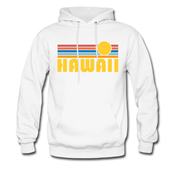 Hawaii Hoodie - Retro Sunrise Hawaii Crewneck Hooded Sweatshirt - white