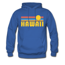 Hawaii Hoodie - Retro Sunrise Hawaii Crewneck Hooded Sweatshirt - royal blue