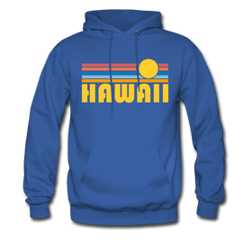 Hawaii Hoodie - Retro Sunrise Hawaii Crewneck Hooded Sweatshirt - royal blue