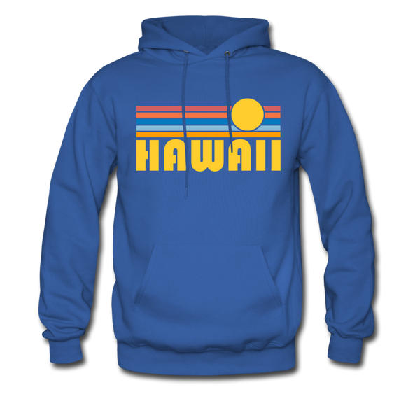 Hawaii Hoodie - Retro Sunrise Hawaii Crewneck Hooded Sweatshirt - royal blue