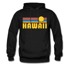 Hawaii Hoodie - Retro Sunrise Hawaii Crewneck Hooded Sweatshirt - black