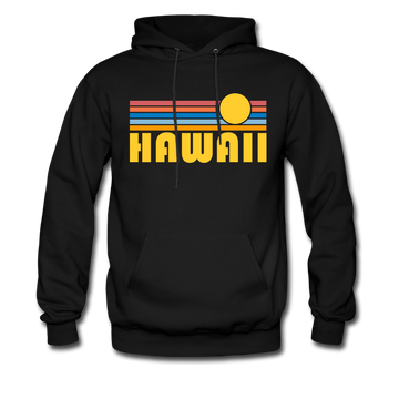 Hawaii Hoodie - Retro Sunrise Hawaii Crewneck Hooded Sweatshirt - black