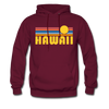 Hawaii Hoodie - Retro Sunrise Hawaii Crewneck Hooded Sweatshirt - burgundy