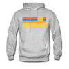 Hawaii Hoodie - Retro Sunrise Hawaii Crewneck Hooded Sweatshirt - heather gray