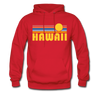 Hawaii Hoodie - Retro Sunrise Hawaii Crewneck Hooded Sweatshirt - red
