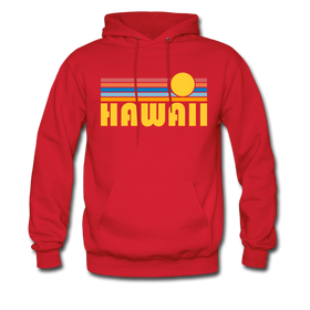 Hawaii Hoodie - Retro Sunrise Hawaii Crewneck Hooded Sweatshirt - red