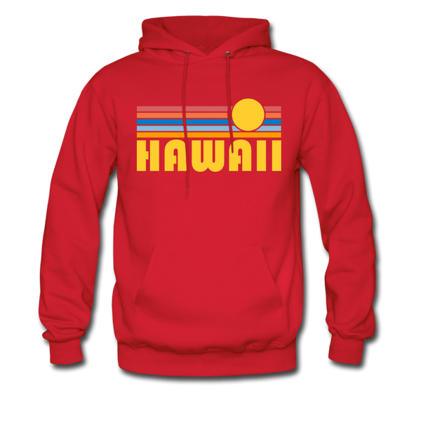 Hawaii Hoodie - Retro Sunrise Hawaii Crewneck Hooded Sweatshirt - red