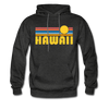 Hawaii Hoodie - Retro Sunrise Hawaii Crewneck Hooded Sweatshirt - charcoal gray
