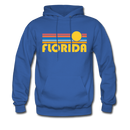 Florida Hoodie - Retro Sunrise Florida Crewneck Hooded Sweatshirt - royal blue