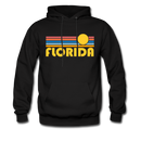 Florida Hoodie - Retro Sunrise Florida Crewneck Hooded Sweatshirt - black