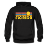 Florida Hoodie - Retro Sunrise Florida Crewneck Hooded Sweatshirt - black