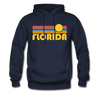 Florida Hoodie - Retro Sunrise Florida Crewneck Hooded Sweatshirt - navy