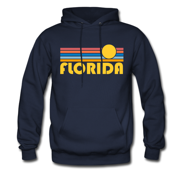Florida Hoodie - Retro Sunrise Florida Crewneck Hooded Sweatshirt - navy