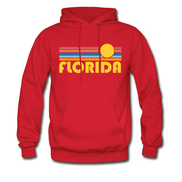 Florida Hoodie - Retro Sunrise Florida Crewneck Hooded Sweatshirt - red