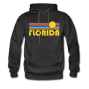 Florida Hoodie - Retro Sunrise Florida Crewneck Hooded Sweatshirt - charcoal gray