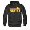 Florida Hoodie - Retro Sunrise Florida Crewneck Hooded Sweatshirt - charcoal gray