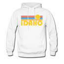 Idaho Hoodie - Retro Sunrise Idaho Crewneck Hooded Sweatshirt - white