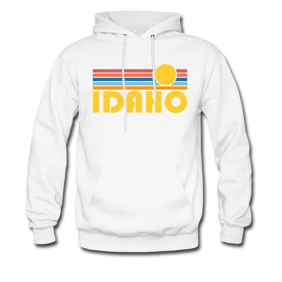 Idaho Hoodie - Retro Sunrise Idaho Crewneck Hooded Sweatshirt - white
