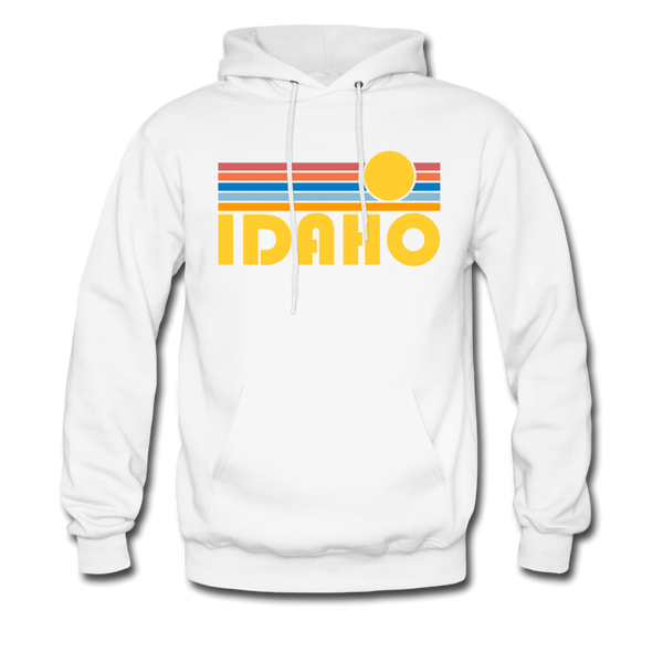 Idaho Hoodie - Retro Sunrise Idaho Crewneck Hooded Sweatshirt - white