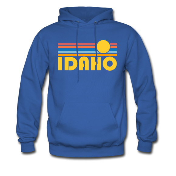 Idaho Hoodie - Retro Sunrise Idaho Crewneck Hooded Sweatshirt - royal blue