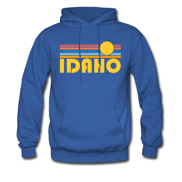 Idaho Hoodie - Retro Sunrise Idaho Crewneck Hooded Sweatshirt - royal blue