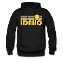 Idaho Hoodie - Retro Sunrise Idaho Crewneck Hooded Sweatshirt - black