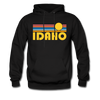 Idaho Hoodie - Retro Sunrise Idaho Crewneck Hooded Sweatshirt - black