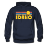 Idaho Hoodie - Retro Sunrise Idaho Crewneck Hooded Sweatshirt - navy