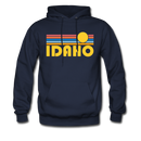 Idaho Hoodie - Retro Sunrise Idaho Crewneck Hooded Sweatshirt - navy