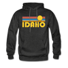 Idaho Hoodie - Retro Sunrise Idaho Crewneck Hooded Sweatshirt - charcoal gray